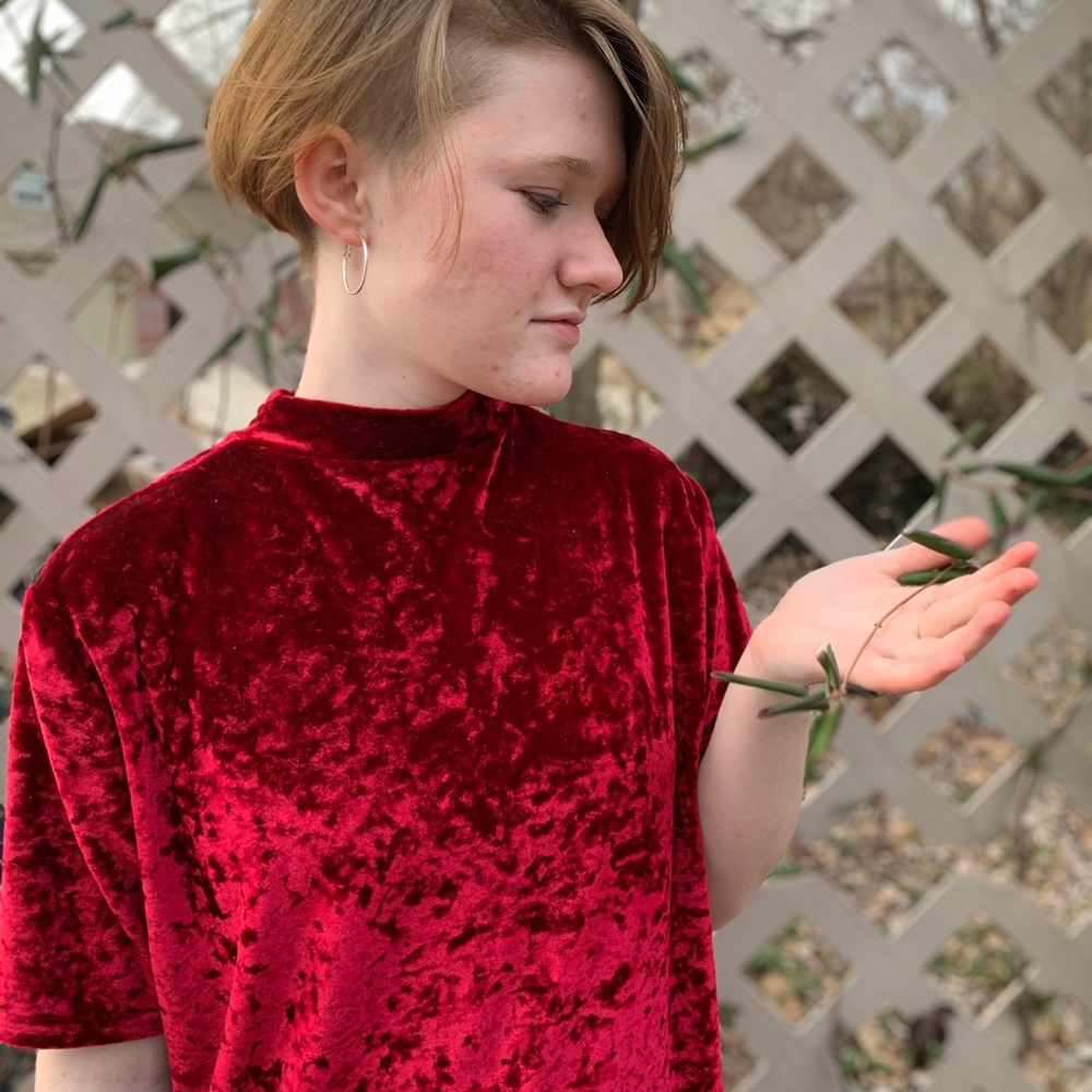 Crushed red velvet top